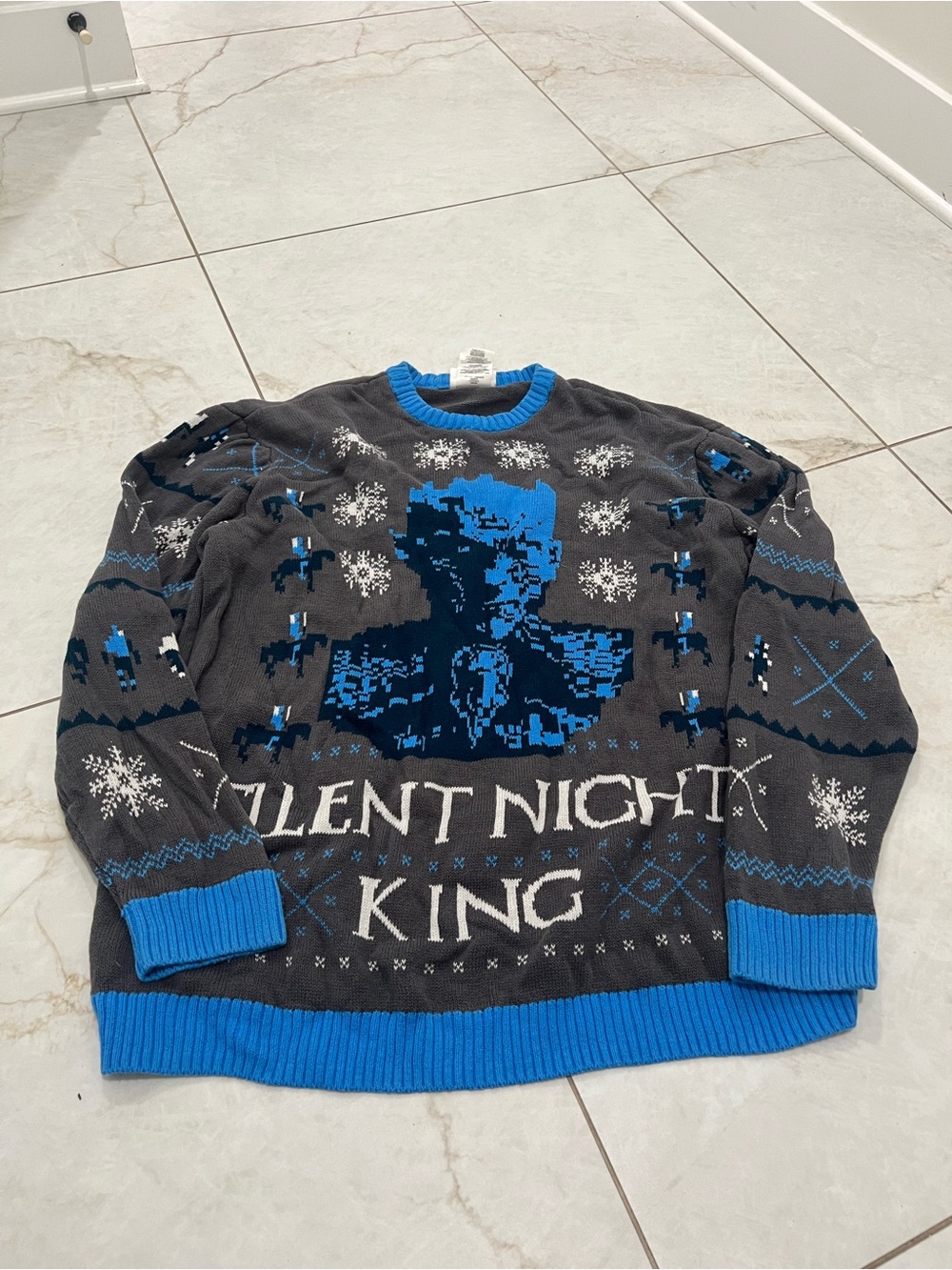 Game of Thrones Gray Silent Night King Ugly Christmas Sweater Size XXL